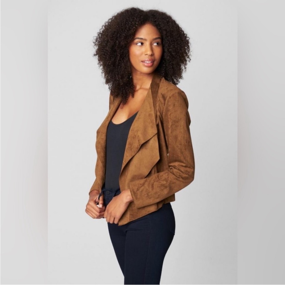 NWT Blank NYC Coco Nonstop Faux Suede Open Front Jacket In Size XS Brown Moto - Picture 2 of 13